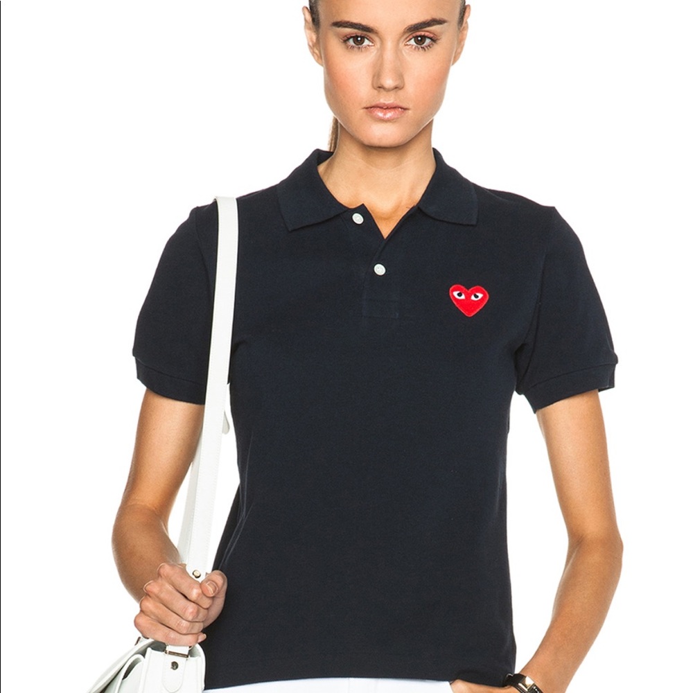 COMME DES GARCONS PLAY Cotton Polo with Red Emblem